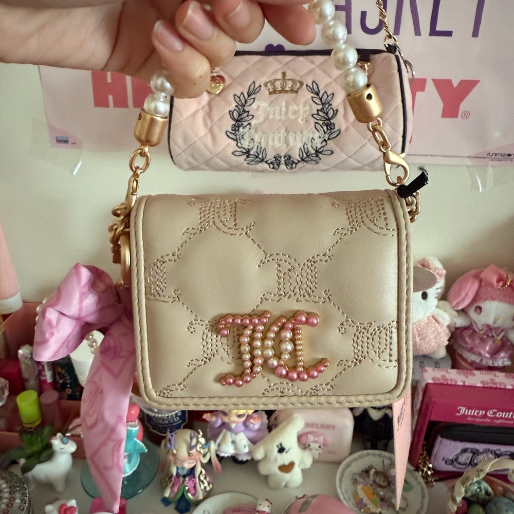 NWT juicy couture the the know handle mini bag in sandstone/pink